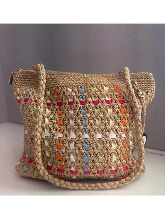 The Sak Purse Beige Multicolor Ribbons Riviera Shoulder Bag Beachy Boho Summer - Picture 1 of 16